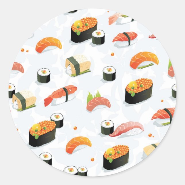 Sticker Rond Nourriture japonaise : Motif de sushi (Devant)