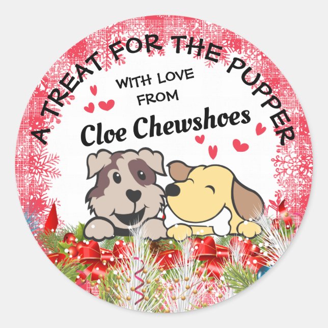 Sticker Rond Nourriture pour animaux de Noël gâteries personnal (Devant)