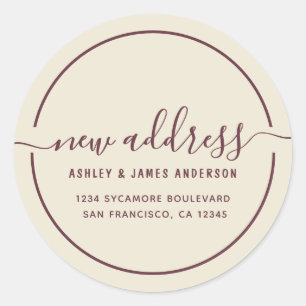 Sticker Rond Nous avons déplacé Antique Blanc Nouvelle Adresse