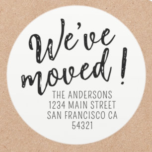 Sticker Rond Nous avons déplacé un script manuscrit moderne