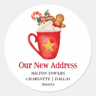 Sticker Rond Nous Avons Déplacé Un Verre De Noël   Nouvelle adr
