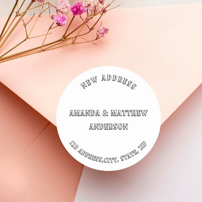 Sticker Rond Nous avons déplacé une nouvelle adresse (Créateur téléchargé)