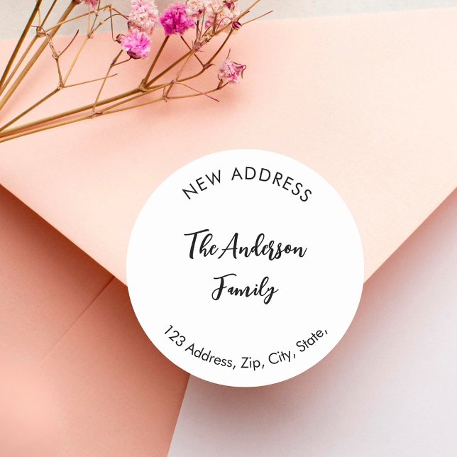 Sticker Rond Nous avons déplacé une nouvelle adresse (Créateur téléchargé)