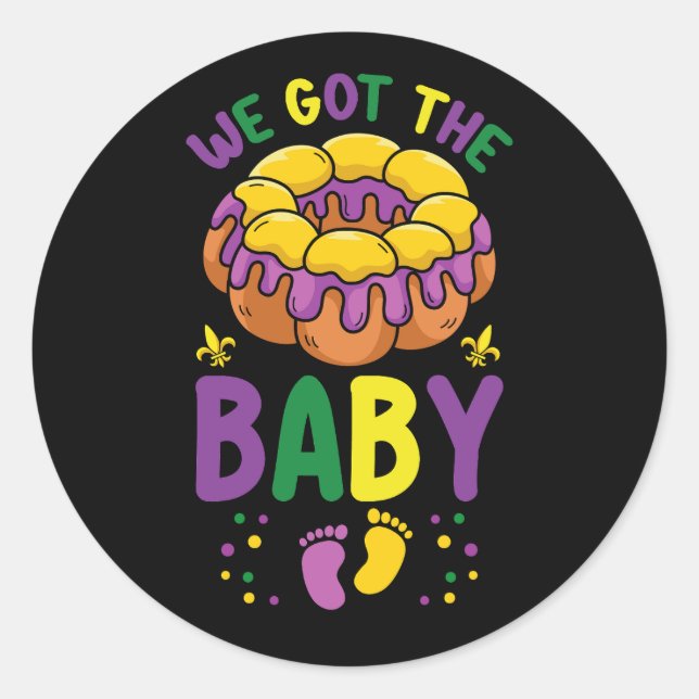 Sticker Rond Nous Avons La Faire-part De Grossesse Mardi Gras (Devant)