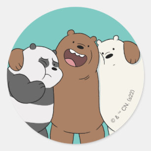 Sticker Rond Nous, Groupe Ours Nus Hug