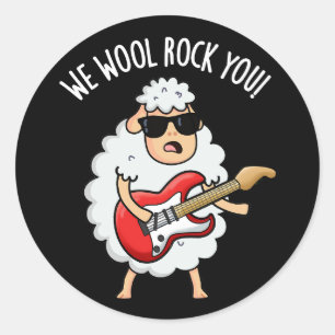 Sticker Rond Nous Laine Rocher Vous Drôle Mouton Pun Dark BG