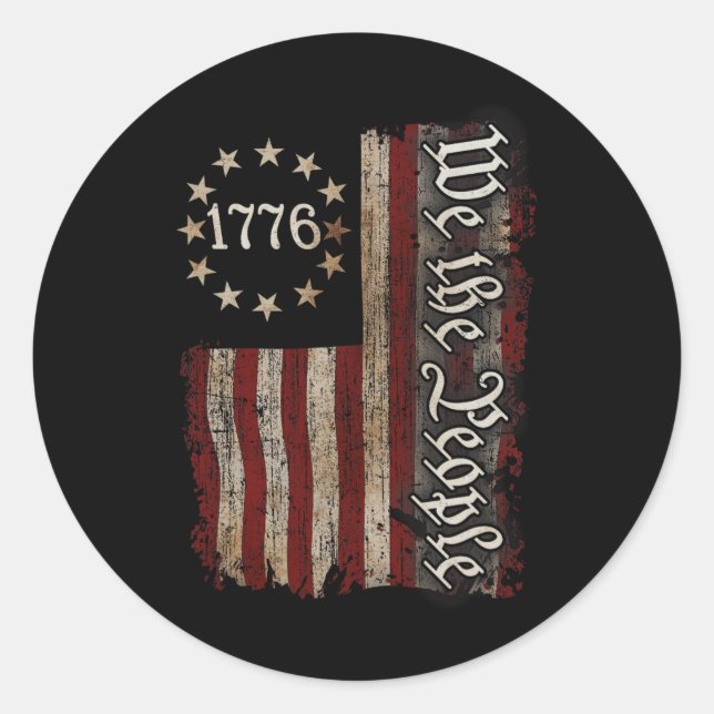 Sticker Rond Nous Le Peuple Histoire Américaine 1776 Indépendan (Devant)