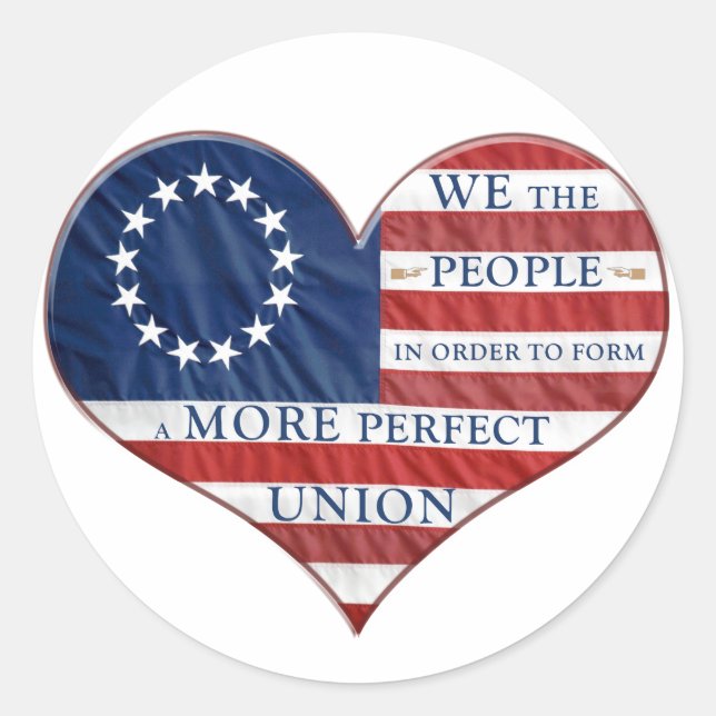 Sticker Rond Nous Le Peuple Le Coeur Du Drapeau Américain (Devant)