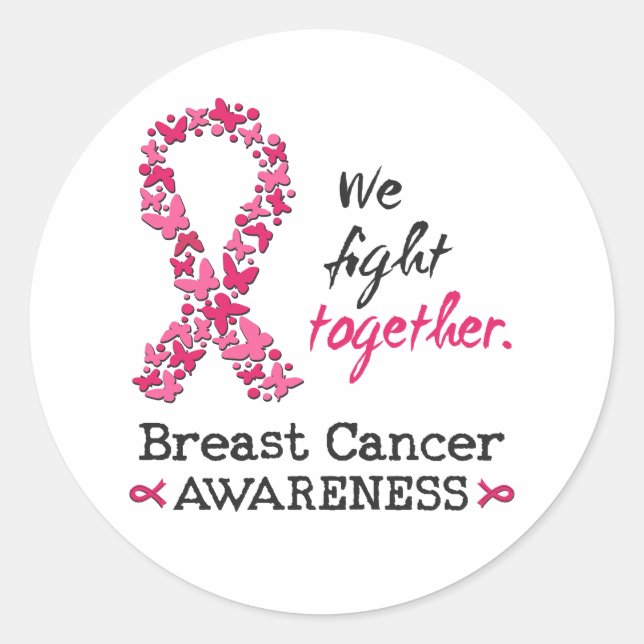 Sticker Rond Nous luttons ensemble contre le cancer du sein (Devant)