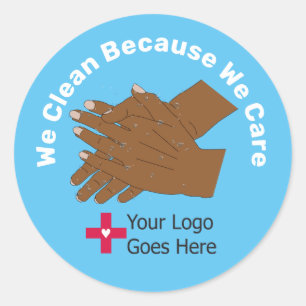 Sticker Rond Nous nettoyons parce que nous nous soucions de nou