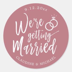 Sticker Rond Nous nous marions Rose Gold Minimaliste
