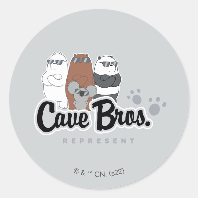 Sticker Rond Nous Ours Nus - Bros Grotte. Représenter (Devant)