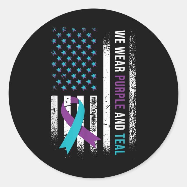 Sticker Rond Nous Portons Violet &amp; Turquoise, Prévention du (Devant)