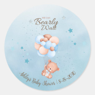 Sticker Rond Nous Pouvons à Peine Attendre Baby Shower