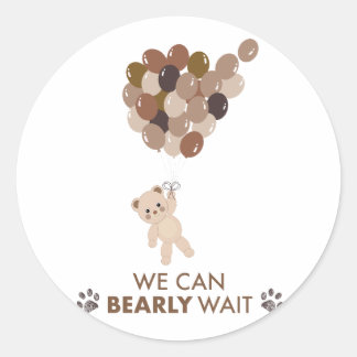 Sticker Rond Nous pouvons à peine attendre la baby shower