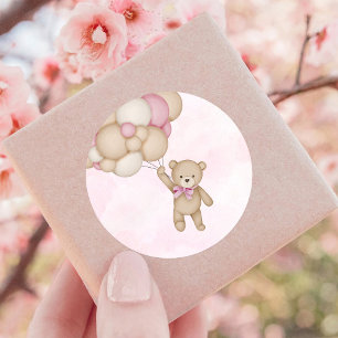 Sticker Rond Nous pouvons à peine attendre la Baby Shower Rose