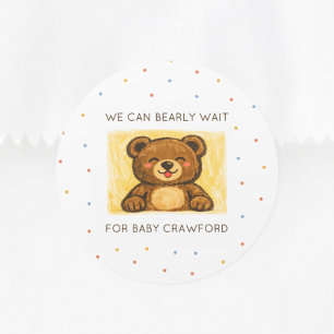 Sticker Rond Nous pouvons à peine attendre ! Simple Baby Shower