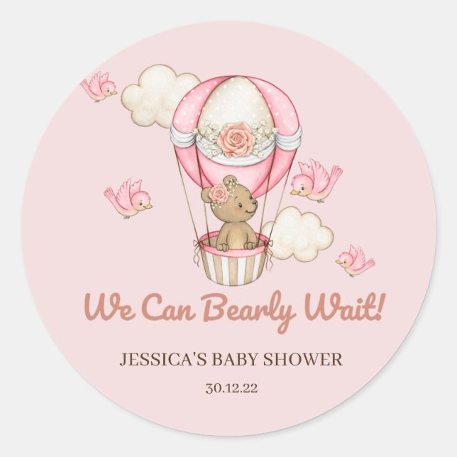 Sticker Rond Nous pouvons étancher le Baby shower d'attente (Devant)