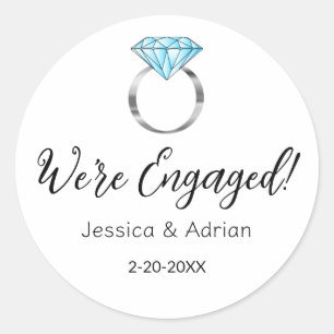 Sticker Rond Nous sommes engagés Diamond Fiançailles Ring