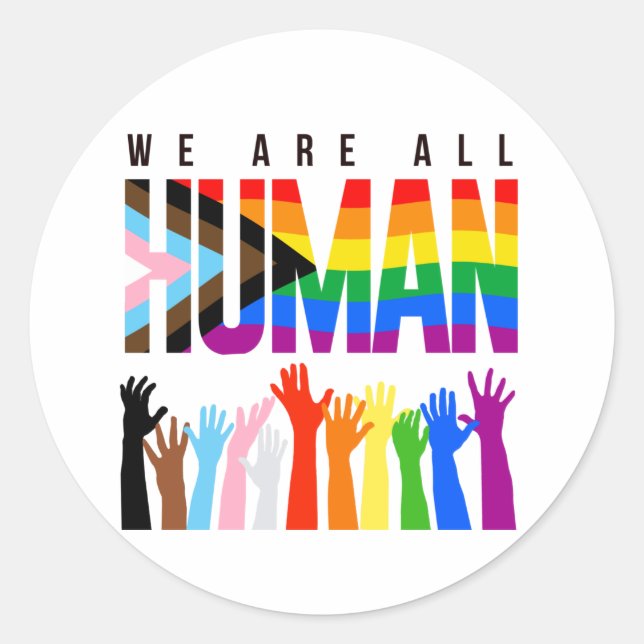 Sticker Rond Nous sommes tous humains (Devant)