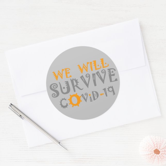 Sticker Rond Nous survivrons à COVID-19 : Un message de résilie (Enveloppe)