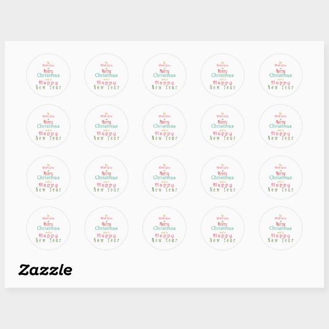 Sticker Rond "Nous vous souhaitons un joyeux Noël" (Feuille)