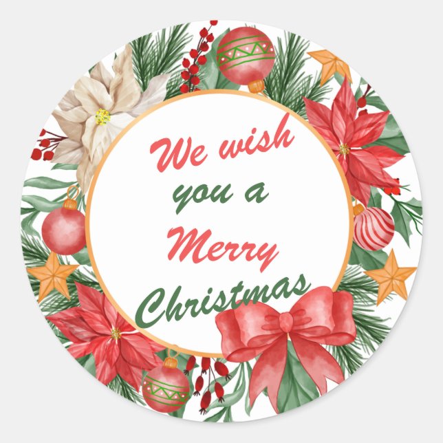 Sticker Rond Nous Vous Souhaitons Un Joyeux Noël (Devant)