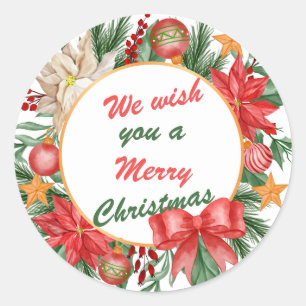 Sticker Rond Nous Vous Souhaitons Un Joyeux Noël