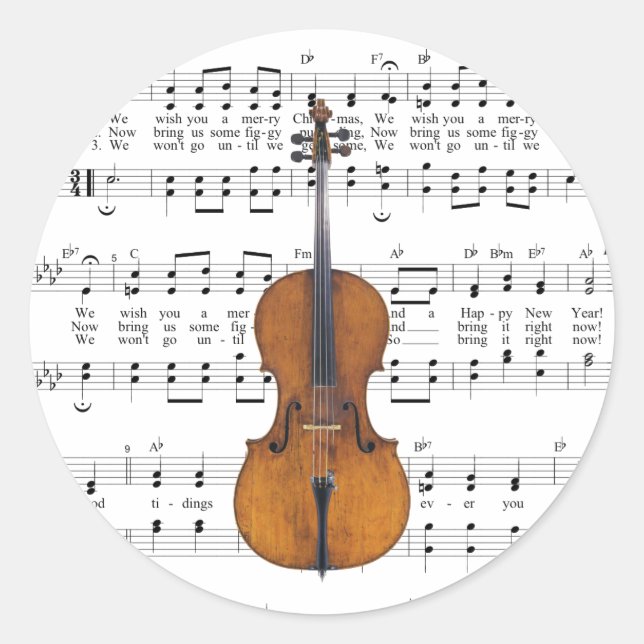 Sticker Rond Nous vous souhaitons une joyeuse feuille de Noël M (Devant)