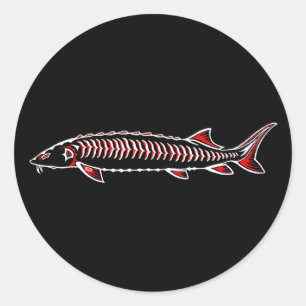 Sticker Rond Nouveau autochtone - Esturgeon blanc