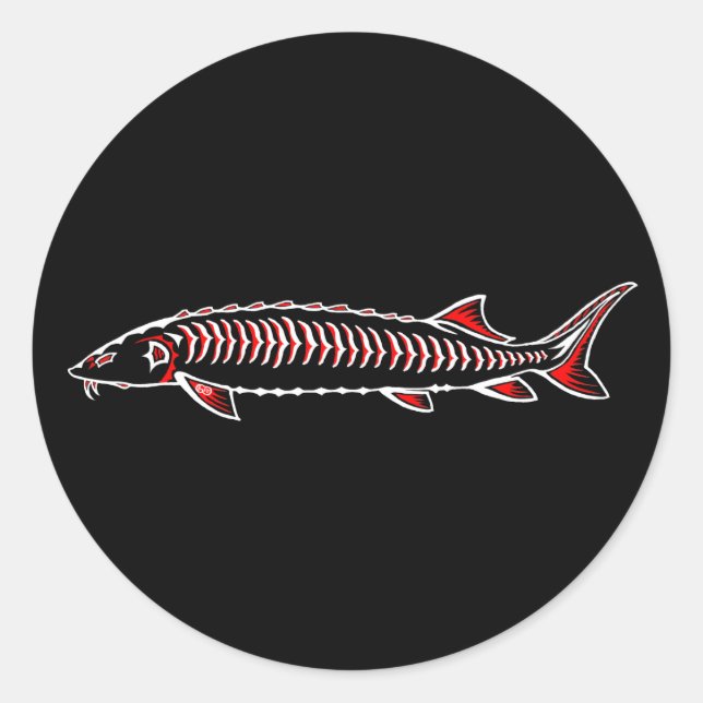 Sticker Rond Nouveau autochtone - Esturgeon blanc (Devant)