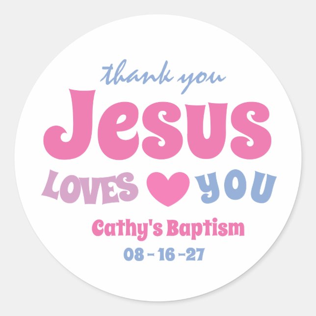 Sticker Rond Nouveau baptême de bébé baptême (Devant)