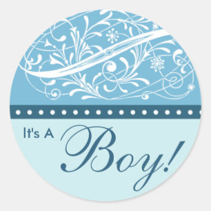 Sticker Rond Nouveau bébé   FAIRE-PART DE NAISSANCE   Bleu Baby