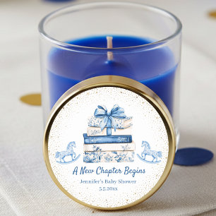 Sticker Rond nouveau chapitre commence,blue bow books baby show