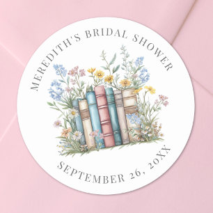 Sticker Rond Nouveau Chapitre Livre Floral Baby Shower Mariage