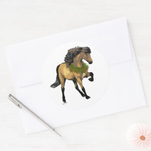 Sticker Rond Nouveau cheval islandais de Noël
