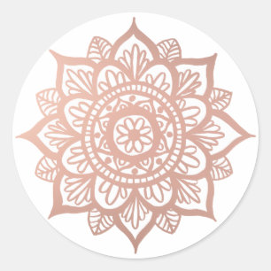 Sticker Rond Nouveau chevalet Mandala Gold Rose
