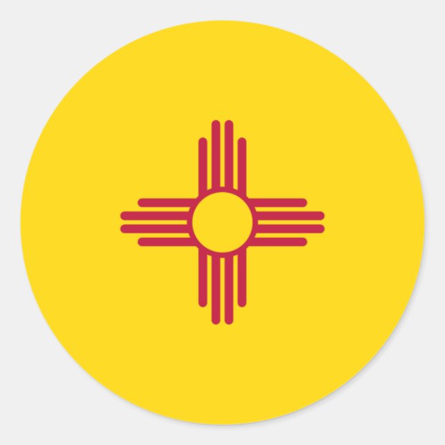 Sticker Rond Nouveau drapeau mexicain, drapeau du Nouveau-Mexiq (Devant)