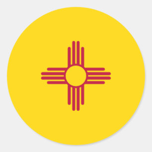 Sticker Rond Nouveau drapeau mexicain, drapeau du Nouveau-Mexiq