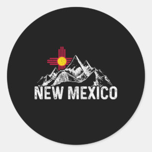 Sticker Rond Nouveau Mexique Drapeau Montagnes Fierté Nouveau M