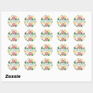 Sticker Rond Nouveau-Mexique Ornements de Noël Zia Rouge Vert B