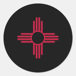 Sticker Rond Nouveau-Mexique Zia Sun Symbole Rouge Zia Soleil s