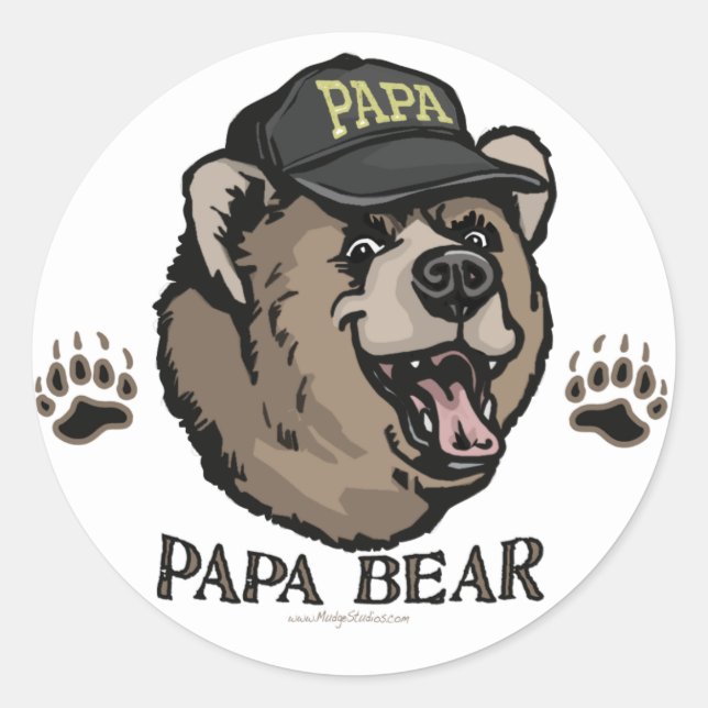 Sticker Rond Nouveau moniteur de Fête des pères d'ours Papa (Devant)