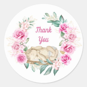 Sticker Rond Nouveau-né rose rose rose courge merci