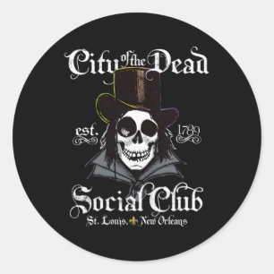 Sticker Rond Nouveau Orléans Voodoo Docteur Goth Crâne Hallowee