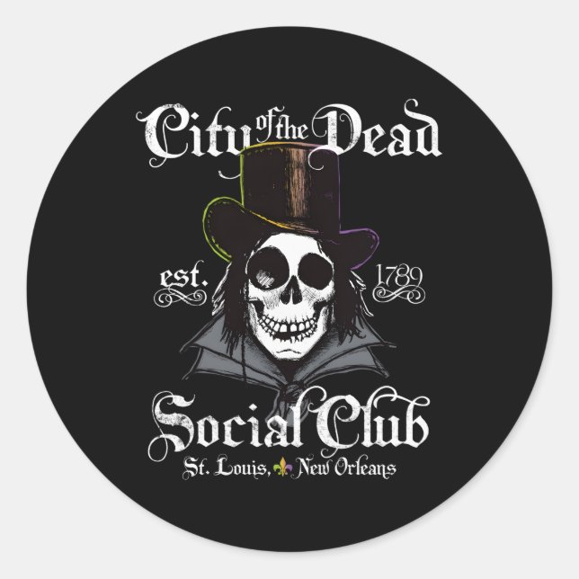 Sticker Rond Nouveau Orléans Voodoo Docteur Goth Crâne Hallowee (Devant)