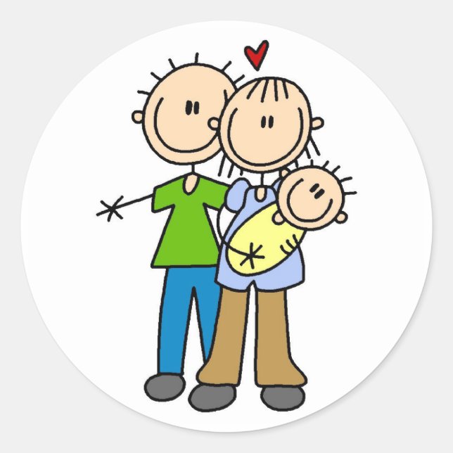 Sticker Rond Nouveaux parents avec des maillots et des cadeaux  (Devant)