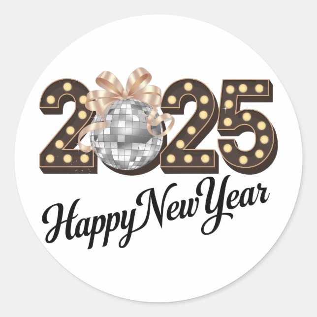 Sticker Rond Nouvel An 2025 (Devant)