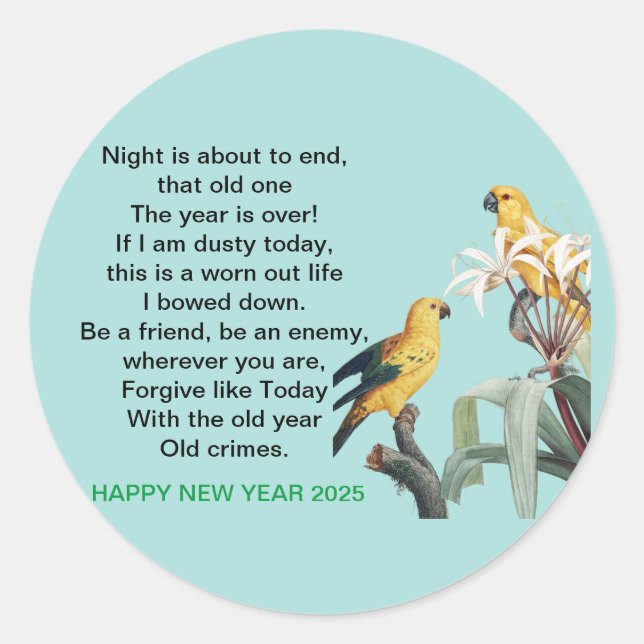 Sticker Rond Nouvel an cadeau 2025 (Devant)