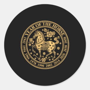 Sticker Rond Nouvel An chinois du cheval 2026 Zodiaque lunaire